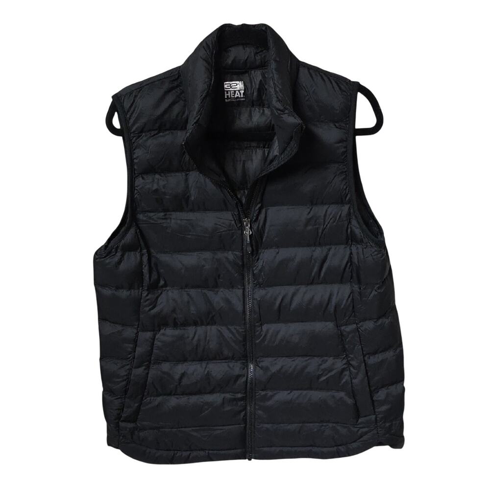 32 Degrees Quilted Black Lightweight Puffer Packable Vest Womens L